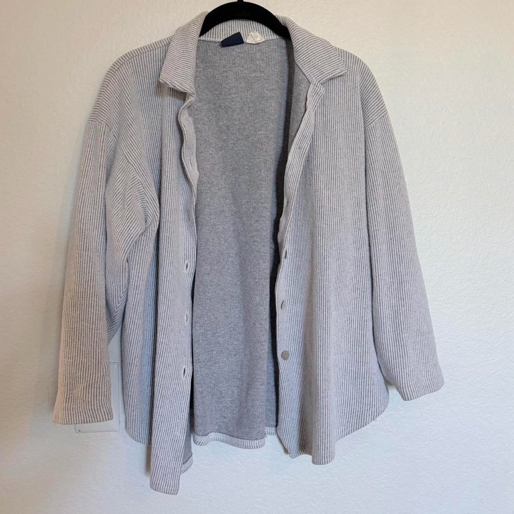 Vintage grey white striped button down